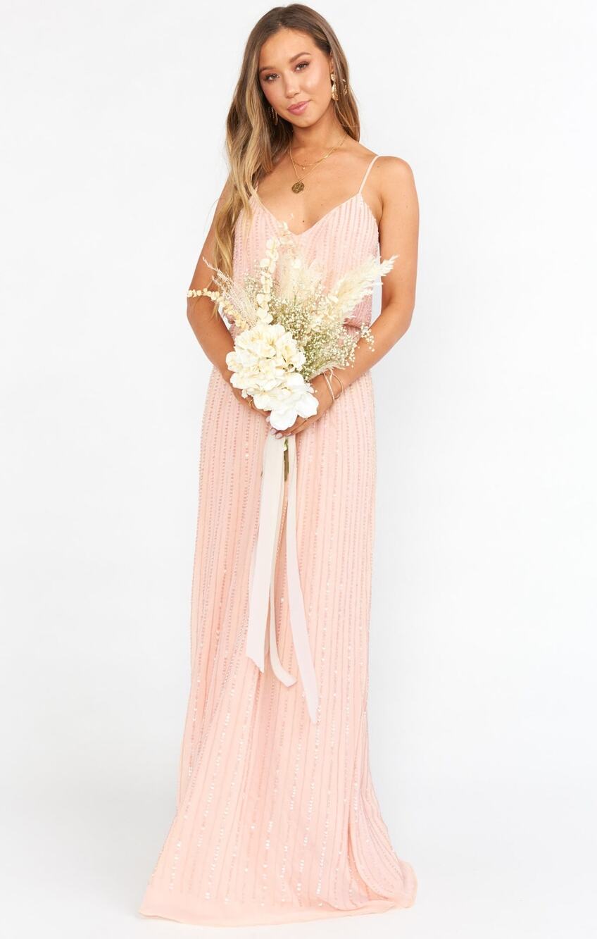 Show Me Your Mumu Victoria Beaded Maxi Dress Dusty Blush Size S